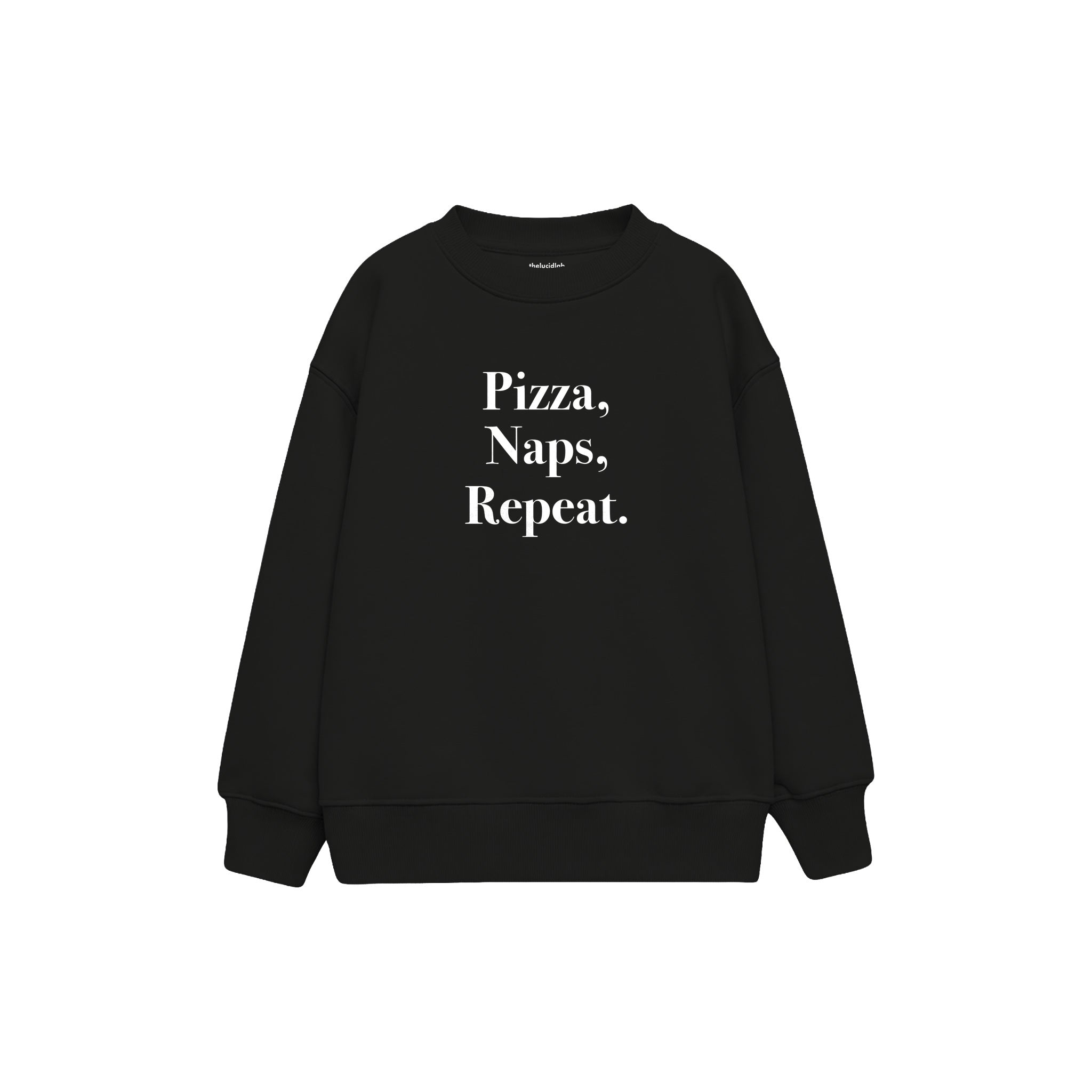 Pizza Naps Repeat Çocuk Sweatshirt — Siyah — ön görünüm