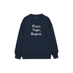 Pizza Naps Repeat Çocuk Sweatshirt — Lacivert — ön görünüm