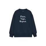 Pizza Naps Repeat Çocuk Sweatshirt — Lacivert — ön görünüm