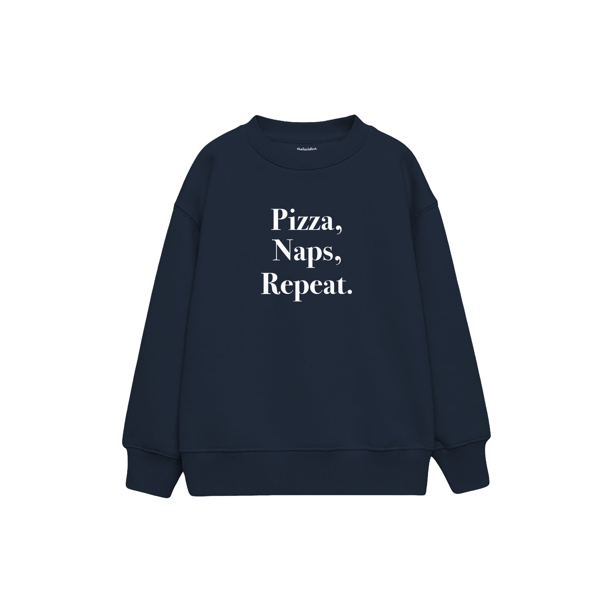 Pizza Naps Repeat Çocuk Sweatshirt — Lacivert — ön görünüm