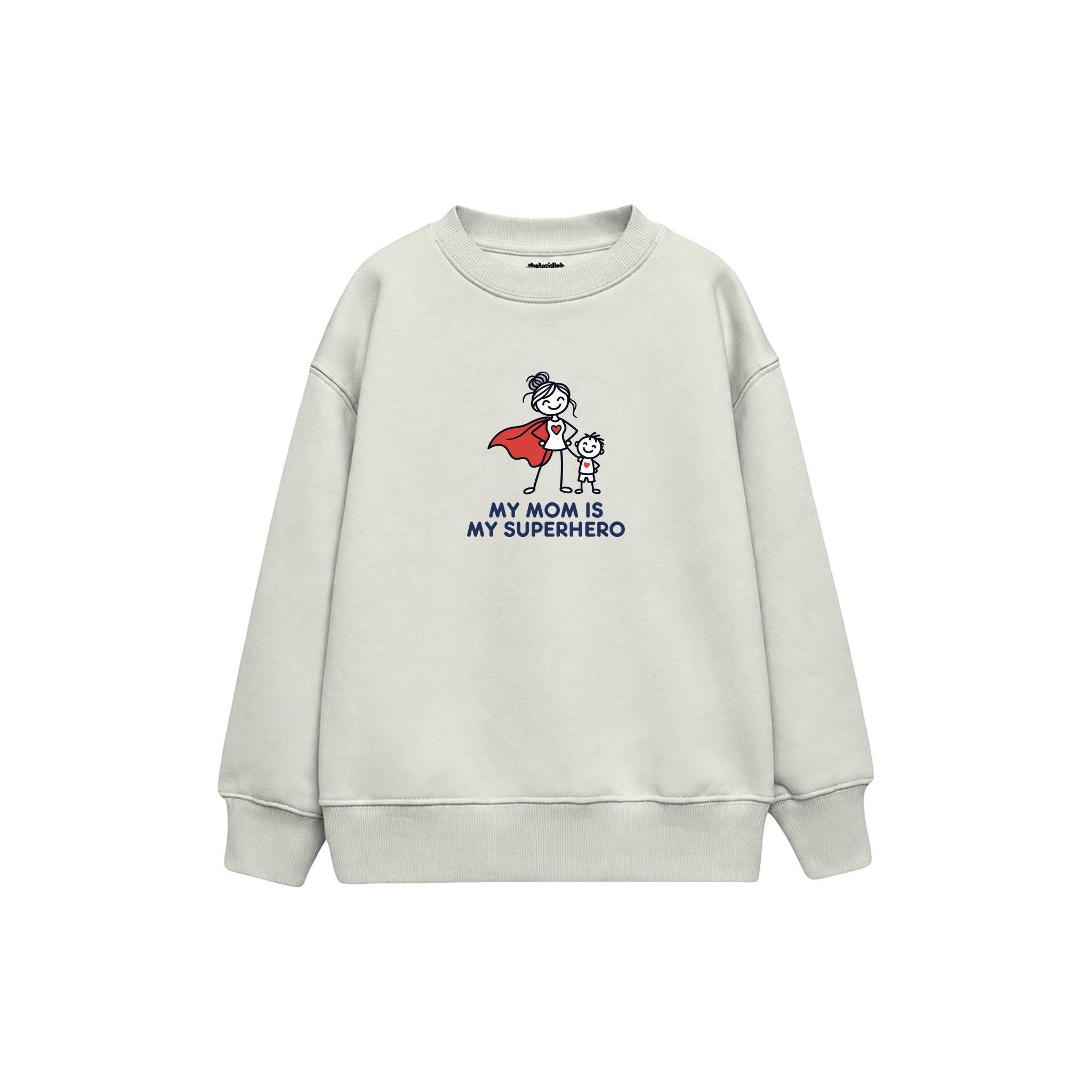MY MOM IS MY SUPERHERO Çocuk Sweatshirt — Beyaz — ön görünüm