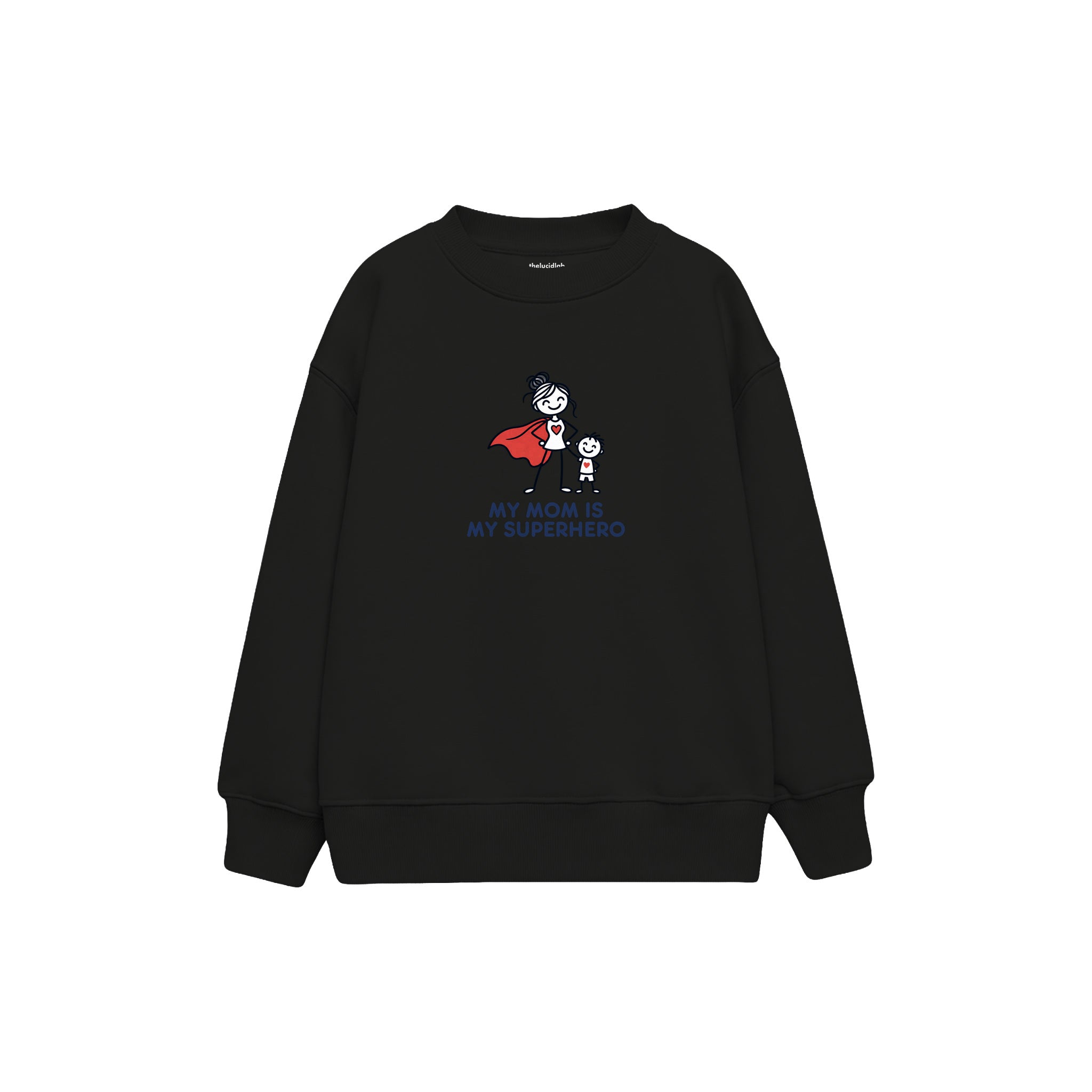 MY MOM IS MY SUPERHERO Çocuk Sweatshirt — Siyah — ön görünüm