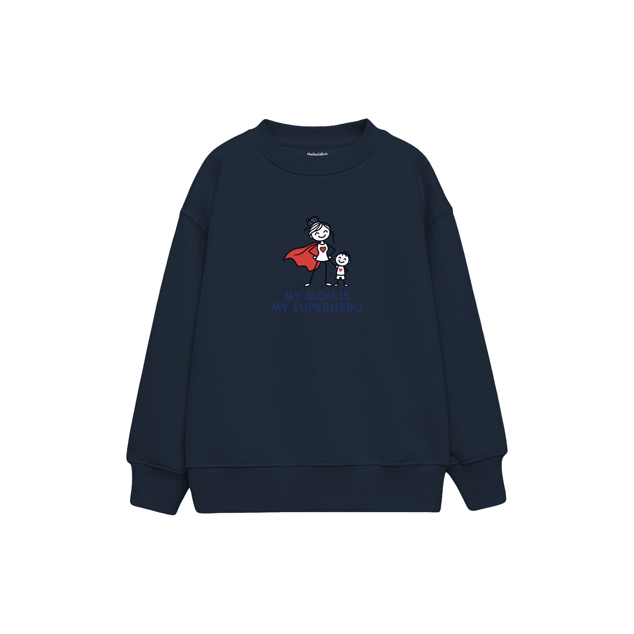 MY MOM IS MY SUPERHERO Çocuk Sweatshirt — Lacivert — ön görünüm