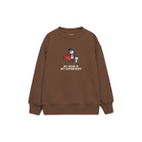 MY MOM IS MY SUPERHERO Çocuk Sweatshirt — Kahverengi — ön görünüm
