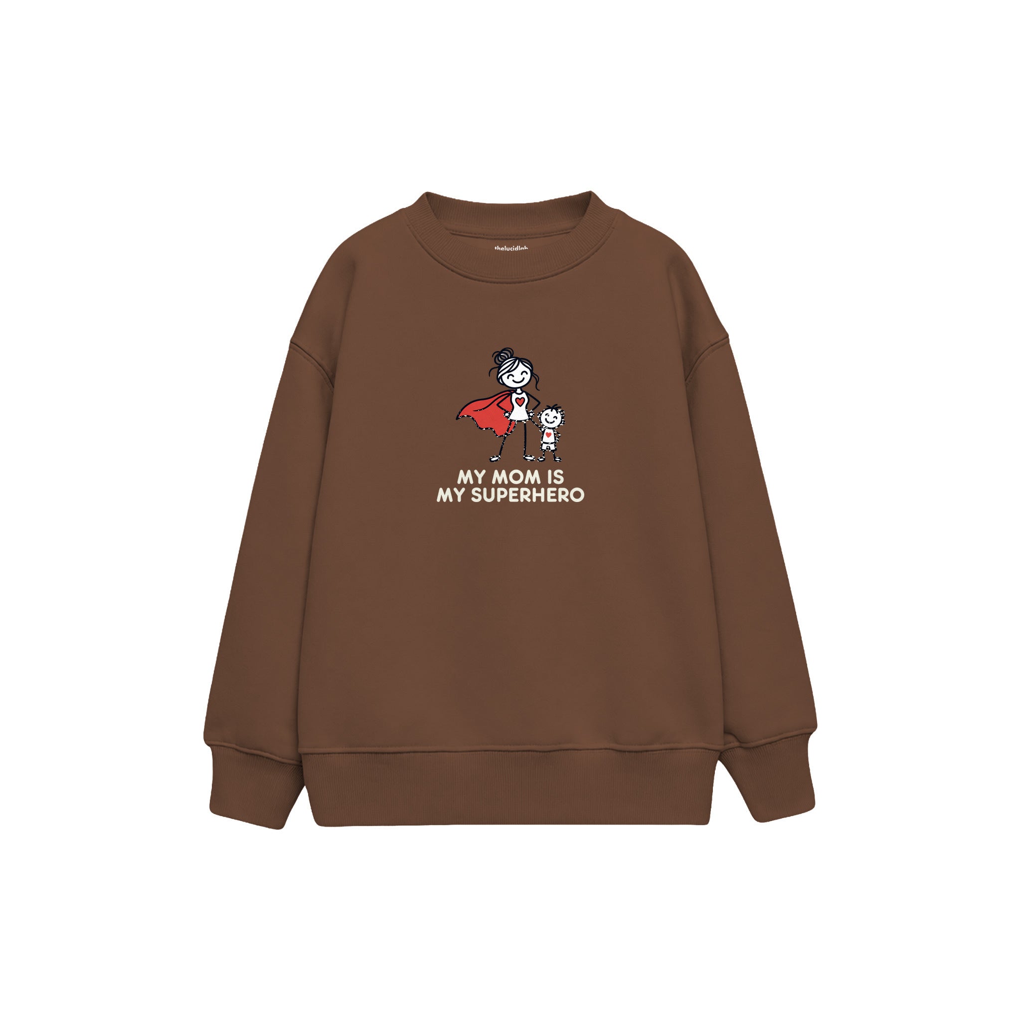 MY MOM IS MY SUPERHERO Çocuk Sweatshirt — Kahverengi — ön görünüm