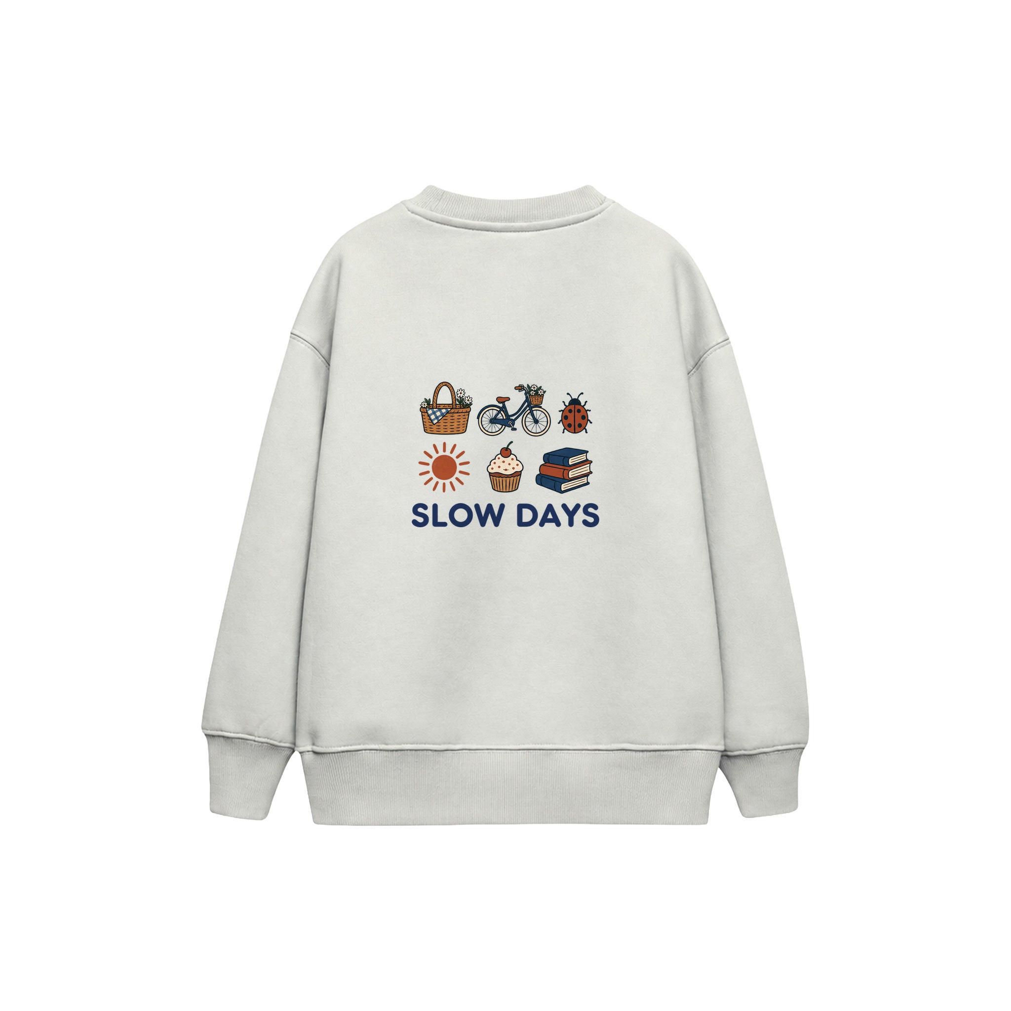 Slow Days Çocuk Sweatshirt — Beyaz — arka görünüm
