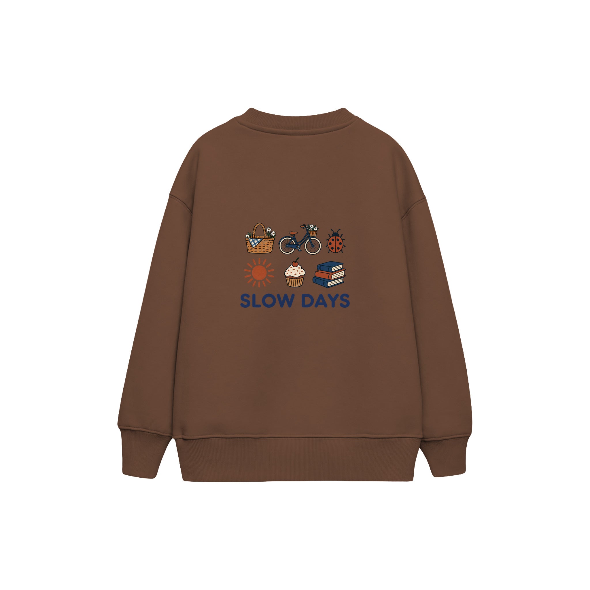 Slow Days Çocuk Sweatshirt — Kahverengi — arka görünüm