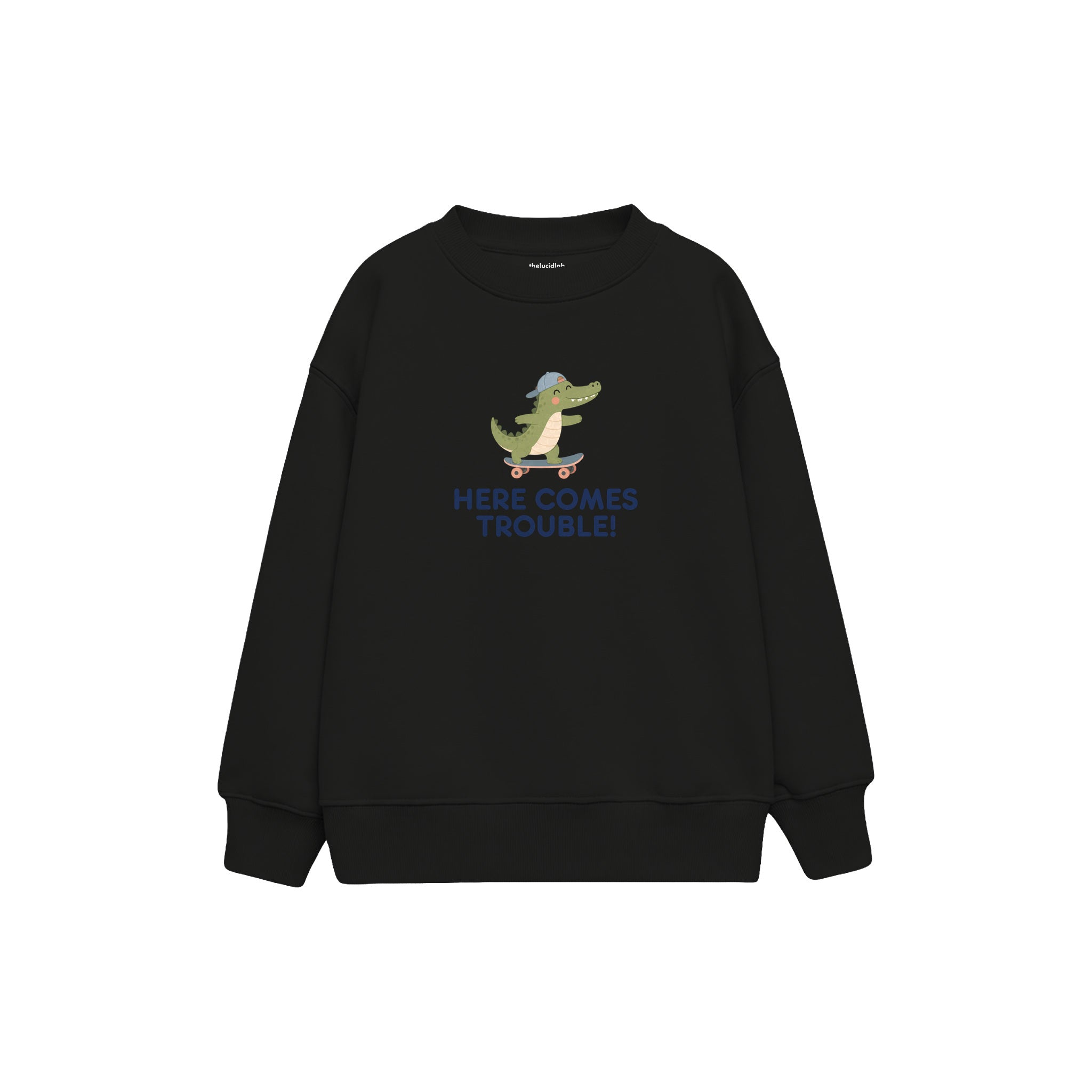 Skater Crocodile Çocuk Sweatshirt — Siyah — ön görünüm