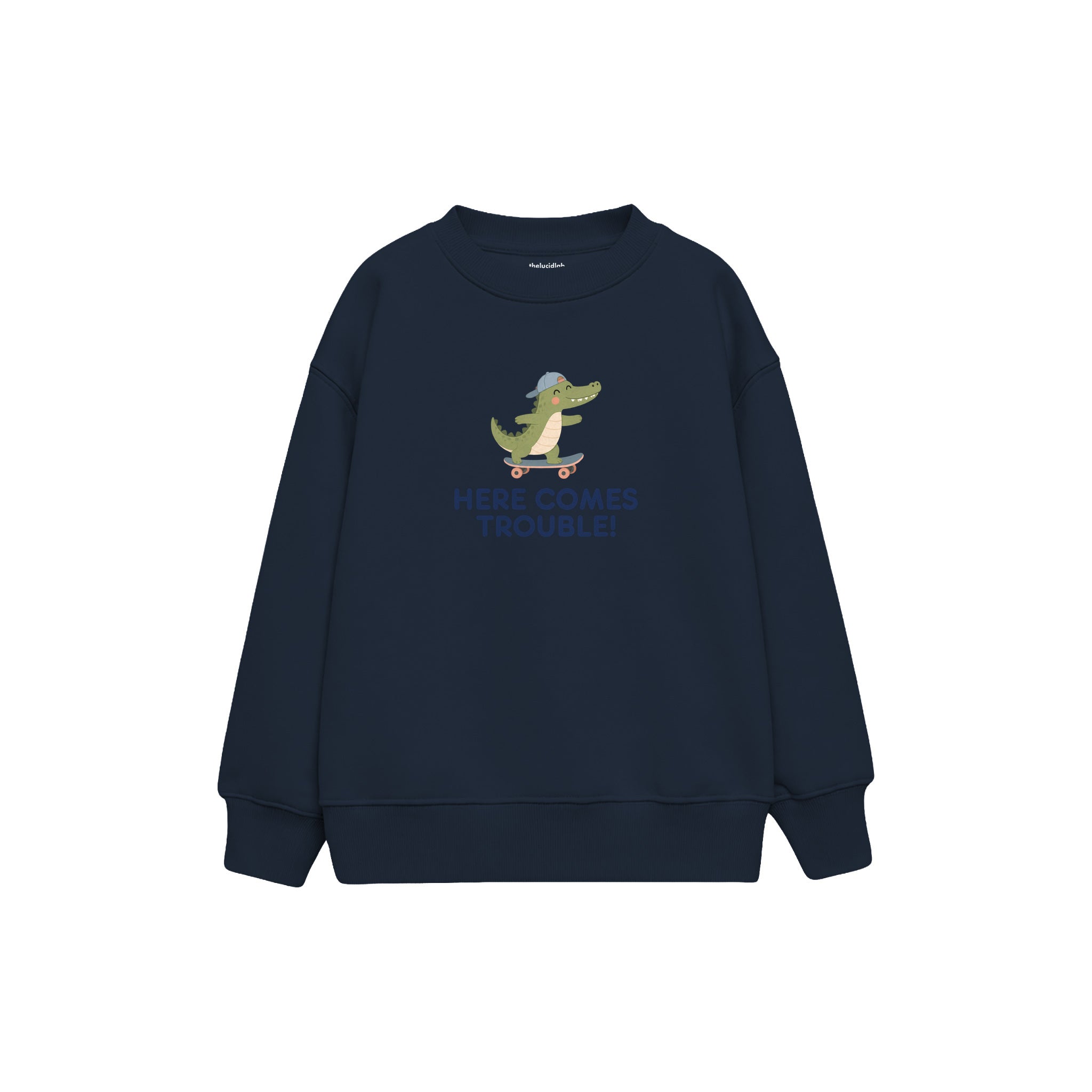 Skater Crocodile Çocuk Sweatshirt — Lacivert — ön görünüm