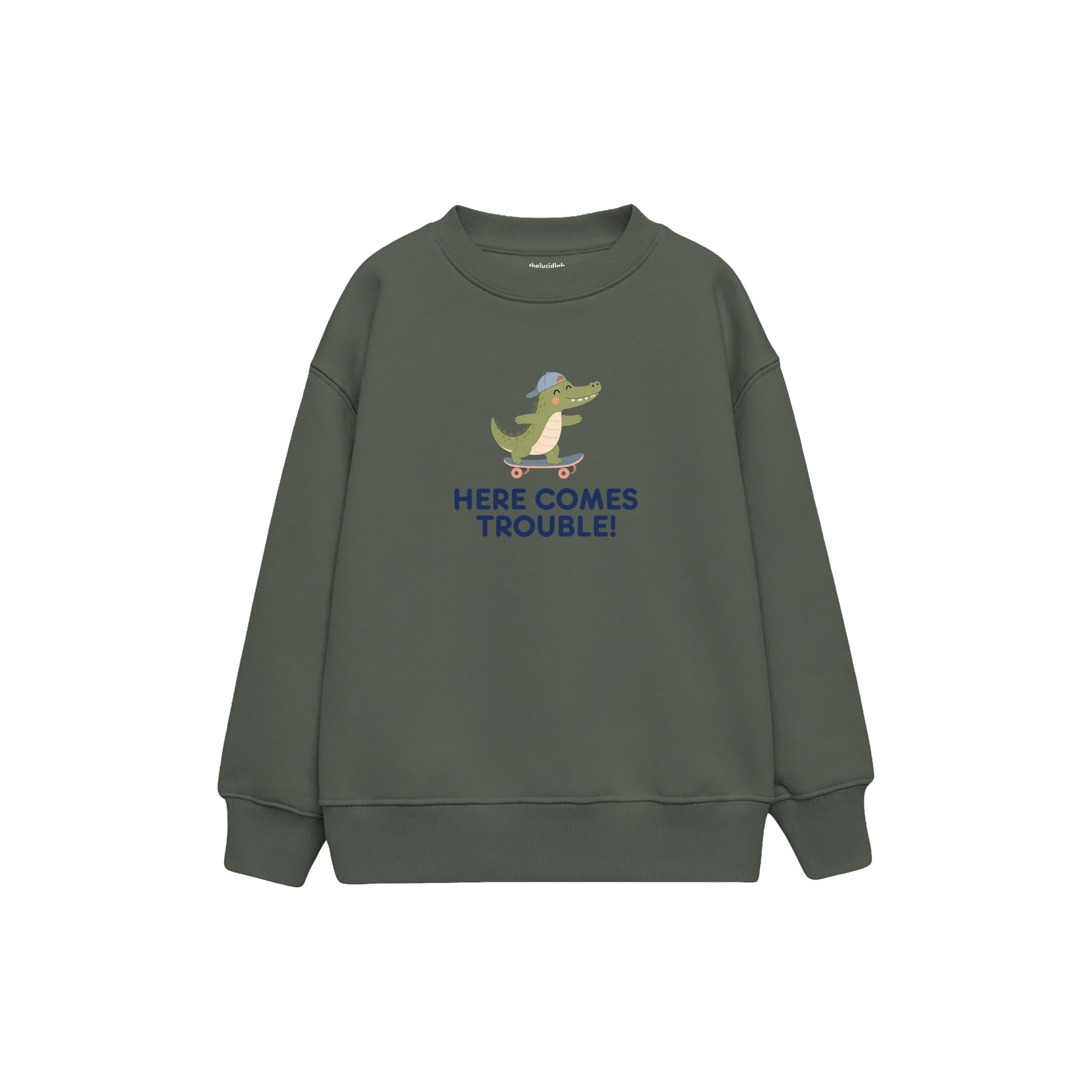 Skater Crocodile Çocuk Sweatshirt — Antrasit — ön görünüm