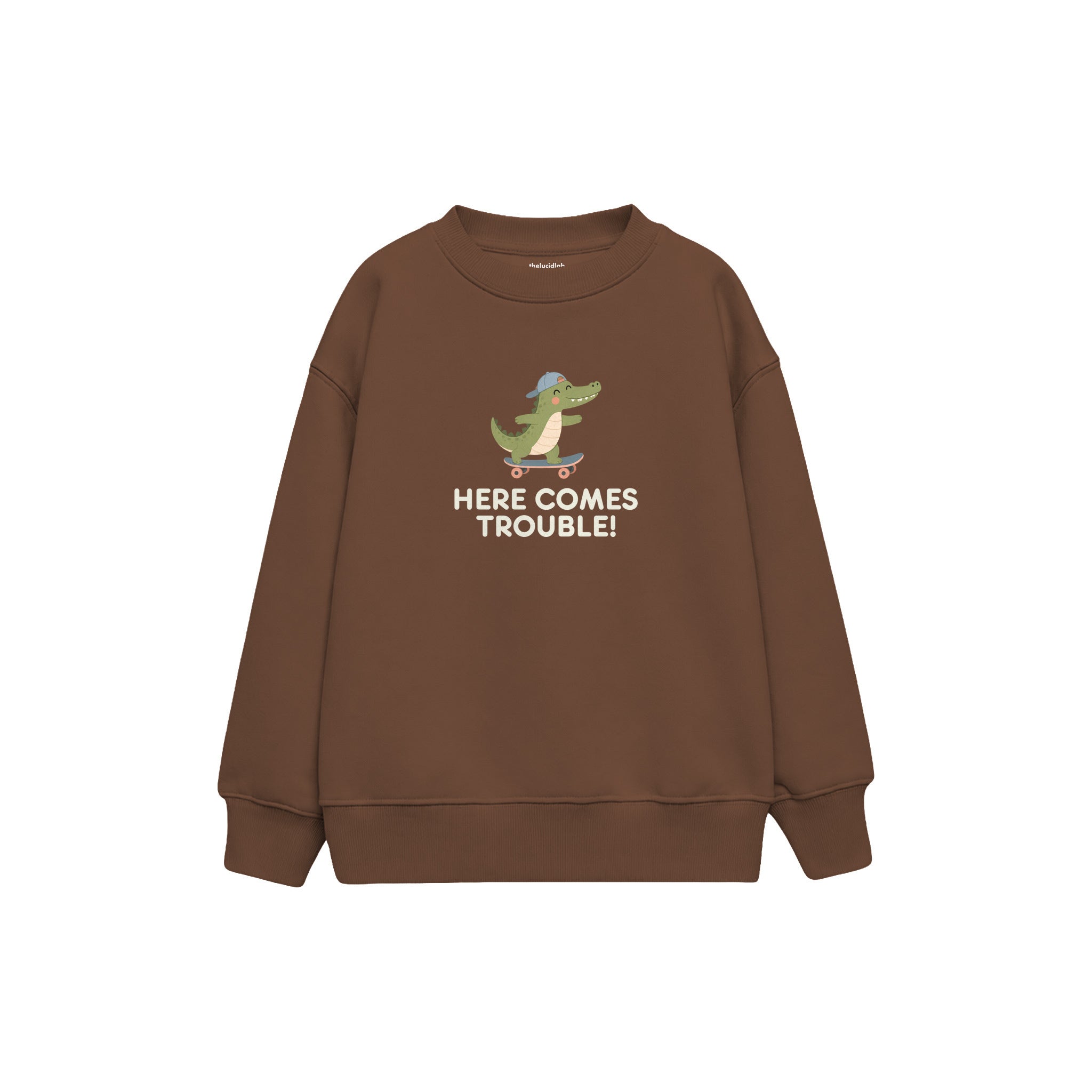 Skater Crocodile Çocuk Sweatshirt — Kahverengi — ön görünüm