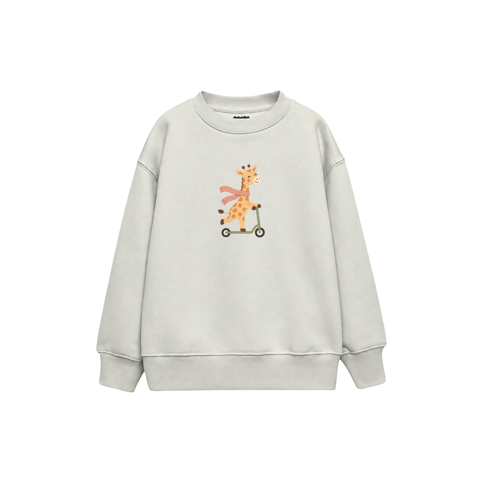 Scooter Giraffe Çocuk Sweatshirt — Beyaz — ön görünüm