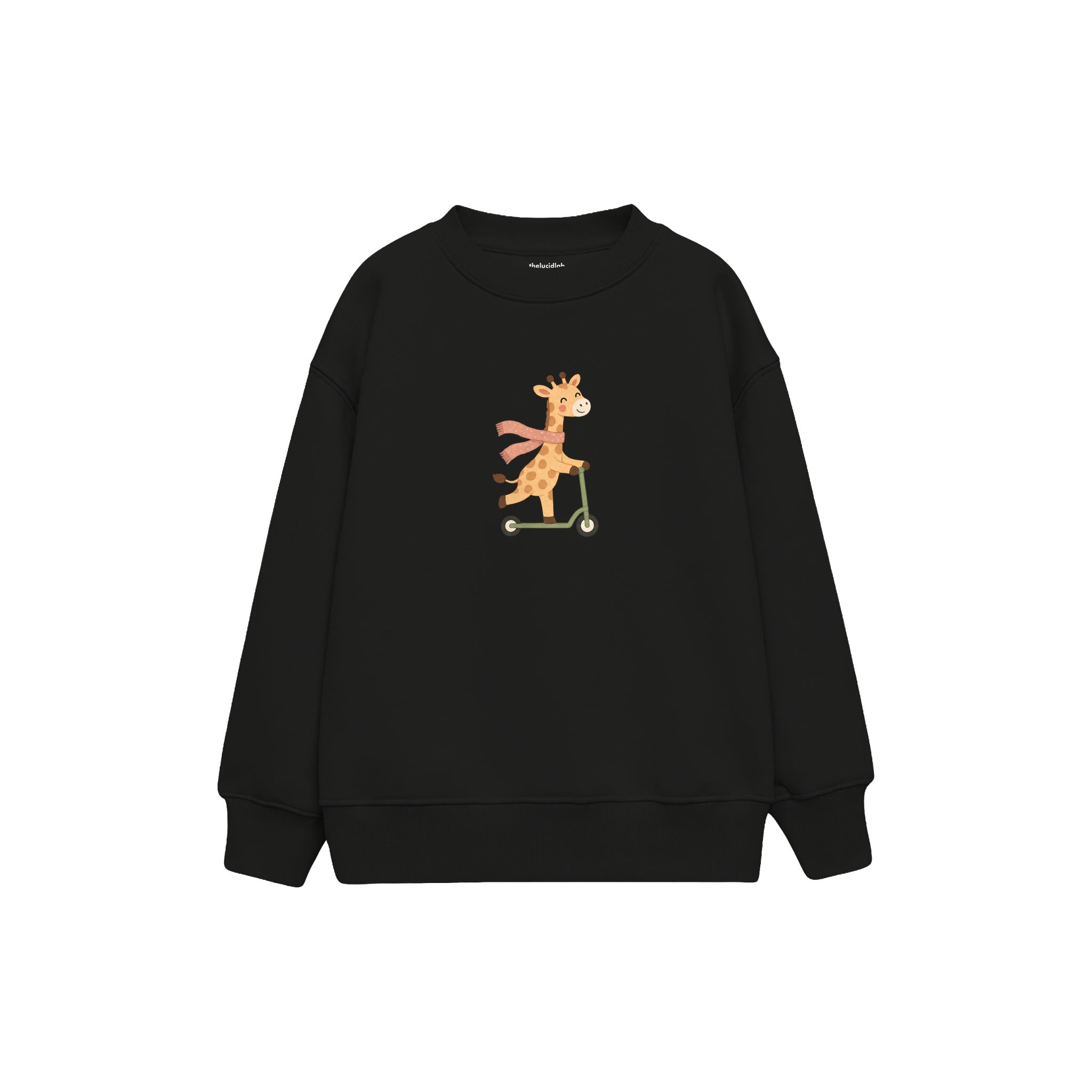 Scooter Giraffe Çocuk Sweatshirt — Siyah — ön görünüm