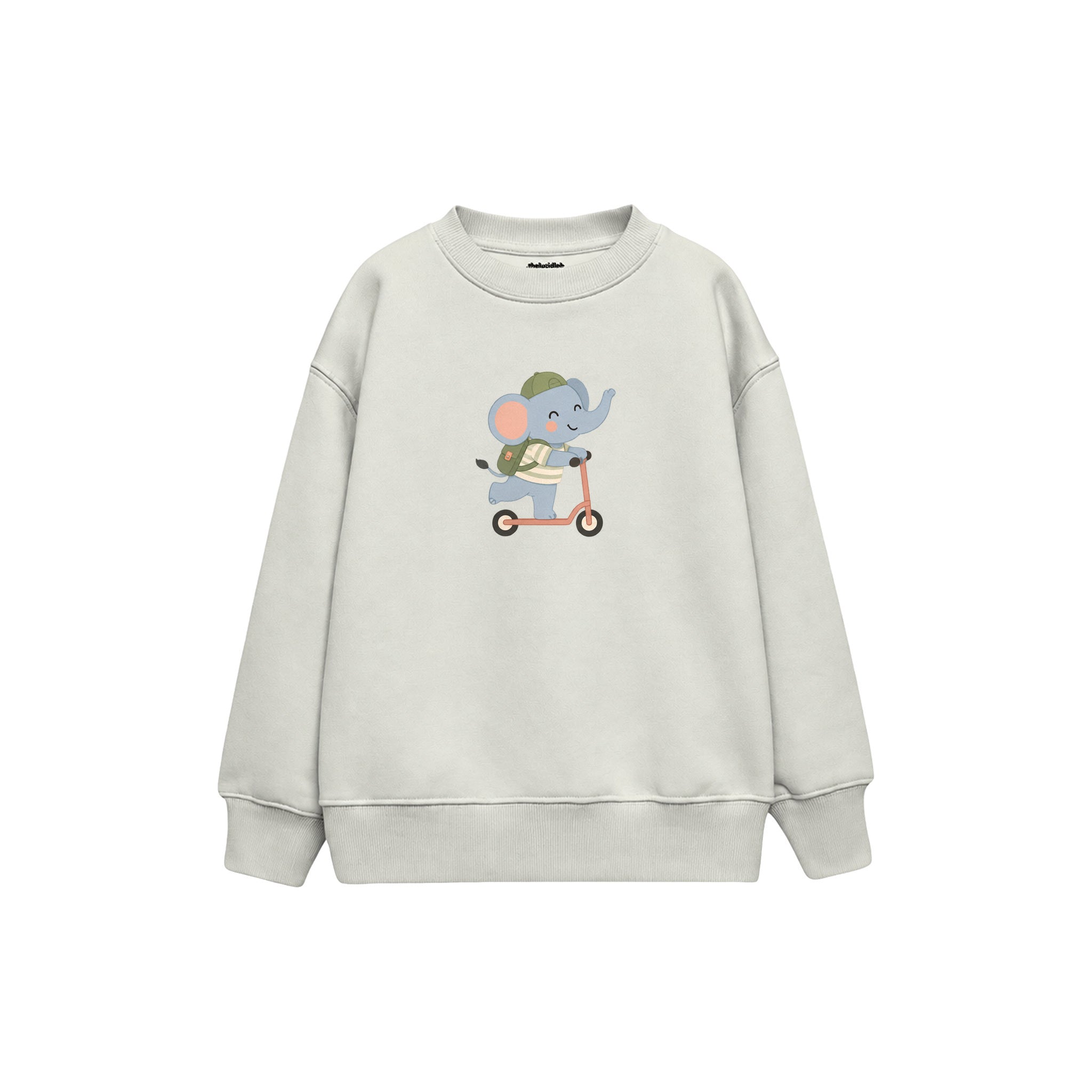 Scooter Elephant Çocuk Sweatshirt — Beyaz — ön görünüm