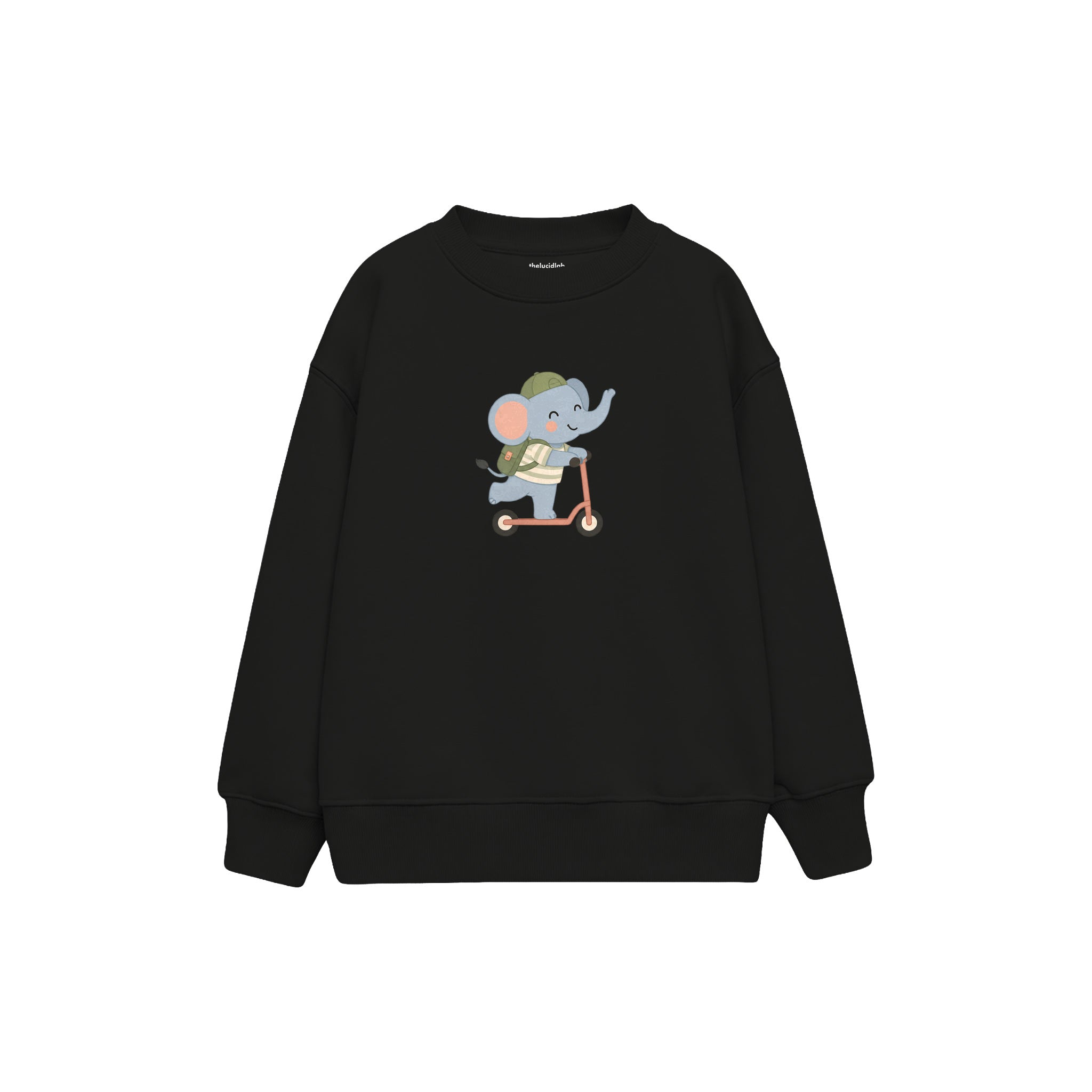 Scooter Elephant Çocuk Sweatshirt — Siyah — ön görünüm