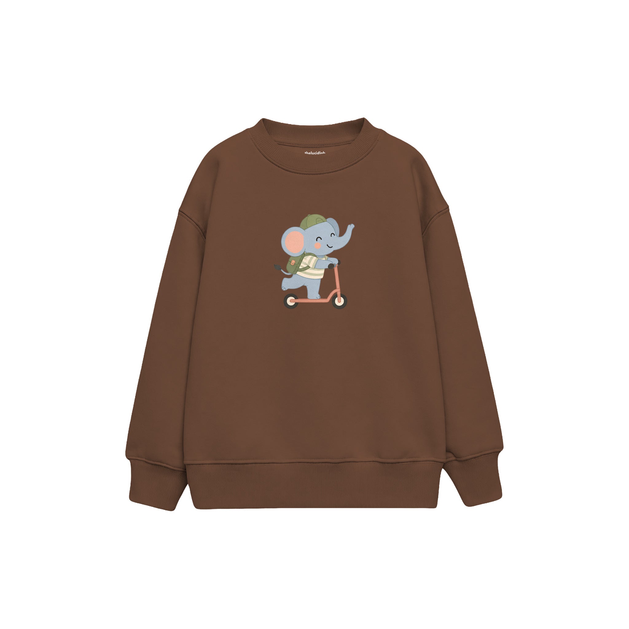 Scooter Elephant Çocuk Sweatshirt — Kahverengi — ön görünüm