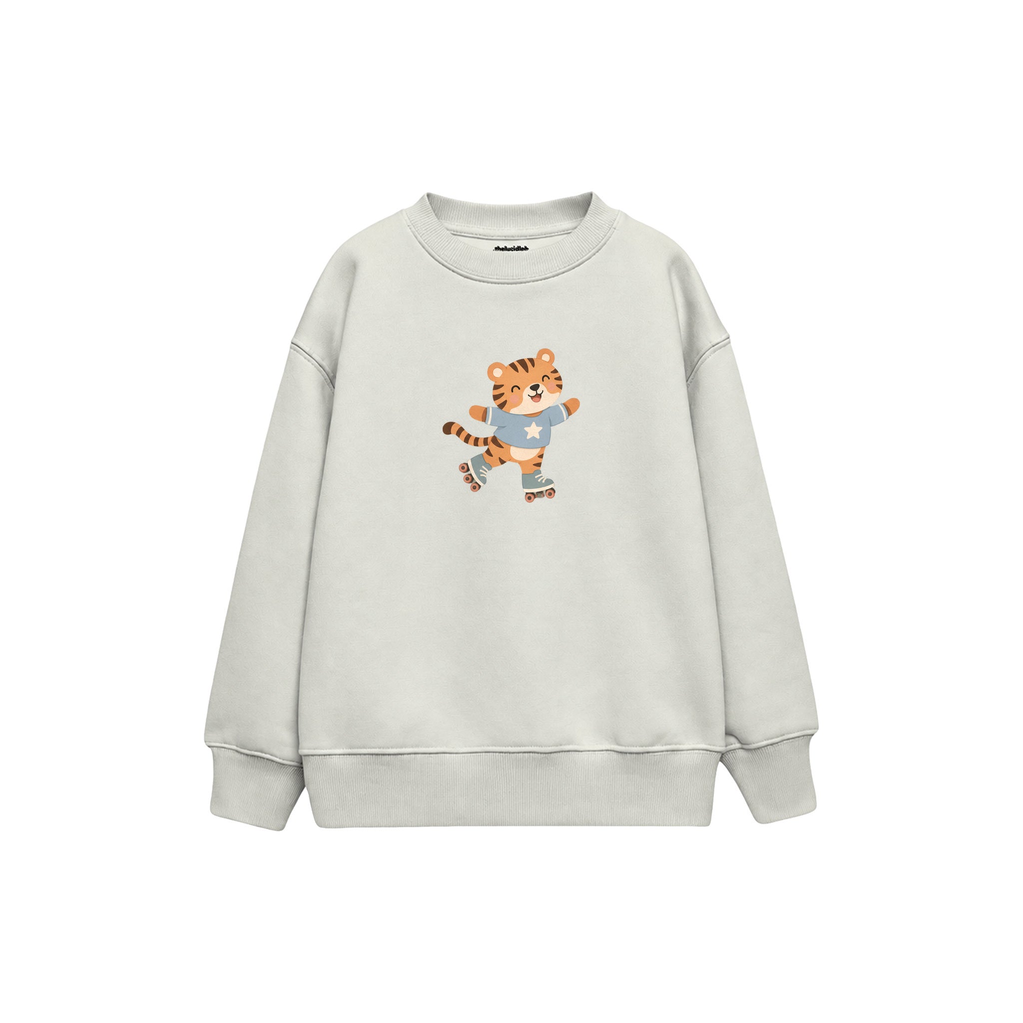 Roller Tiger Çocuk Sweatshirt — Beyaz — ön görünüm