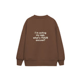 Acting My Age Çocuk Sweatshirt — Kahverengi — arka görünüm