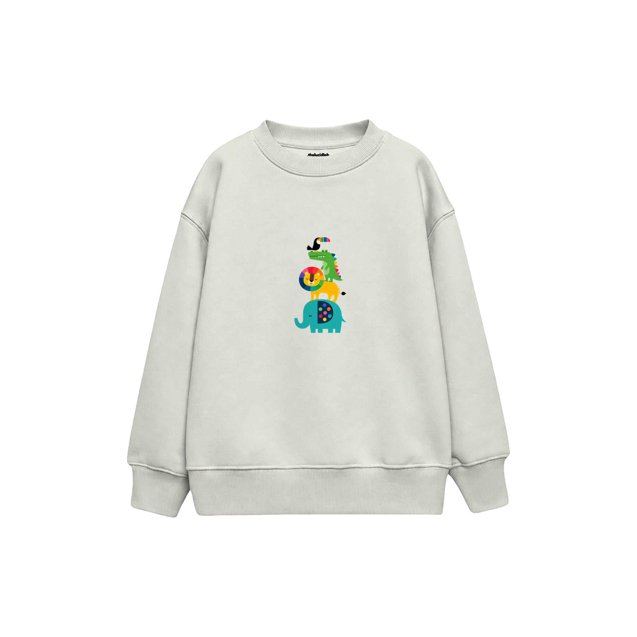 Rainbow Animal Friends Çocuk Sweatshirt — Beyaz — ön görünüm