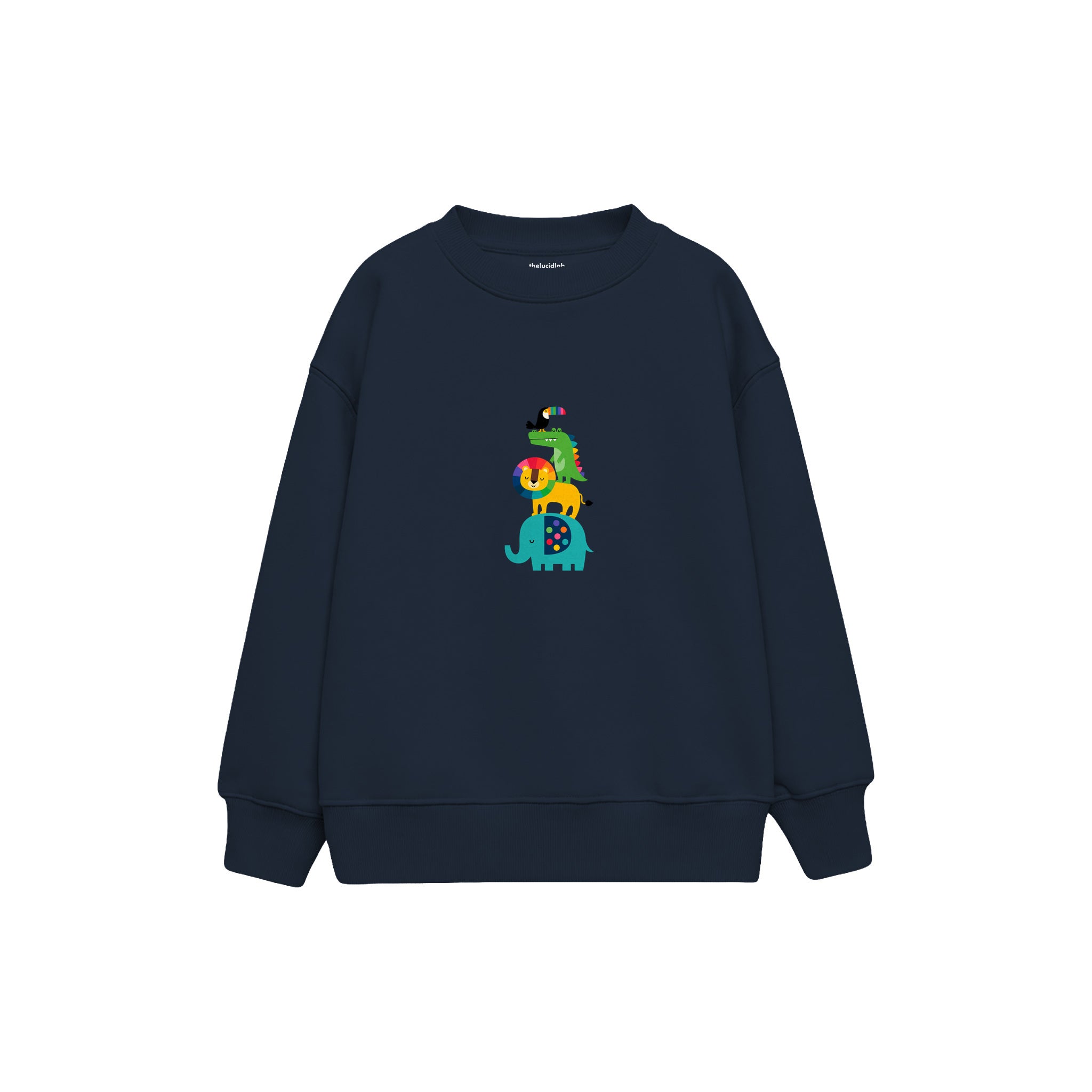 Rainbow Animal Friends Çocuk Sweatshirt — Lacivert — ön görünüm