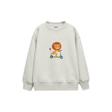 Little Scooter Lion Çocuk Sweatshirt — Beyaz — ön görünüm