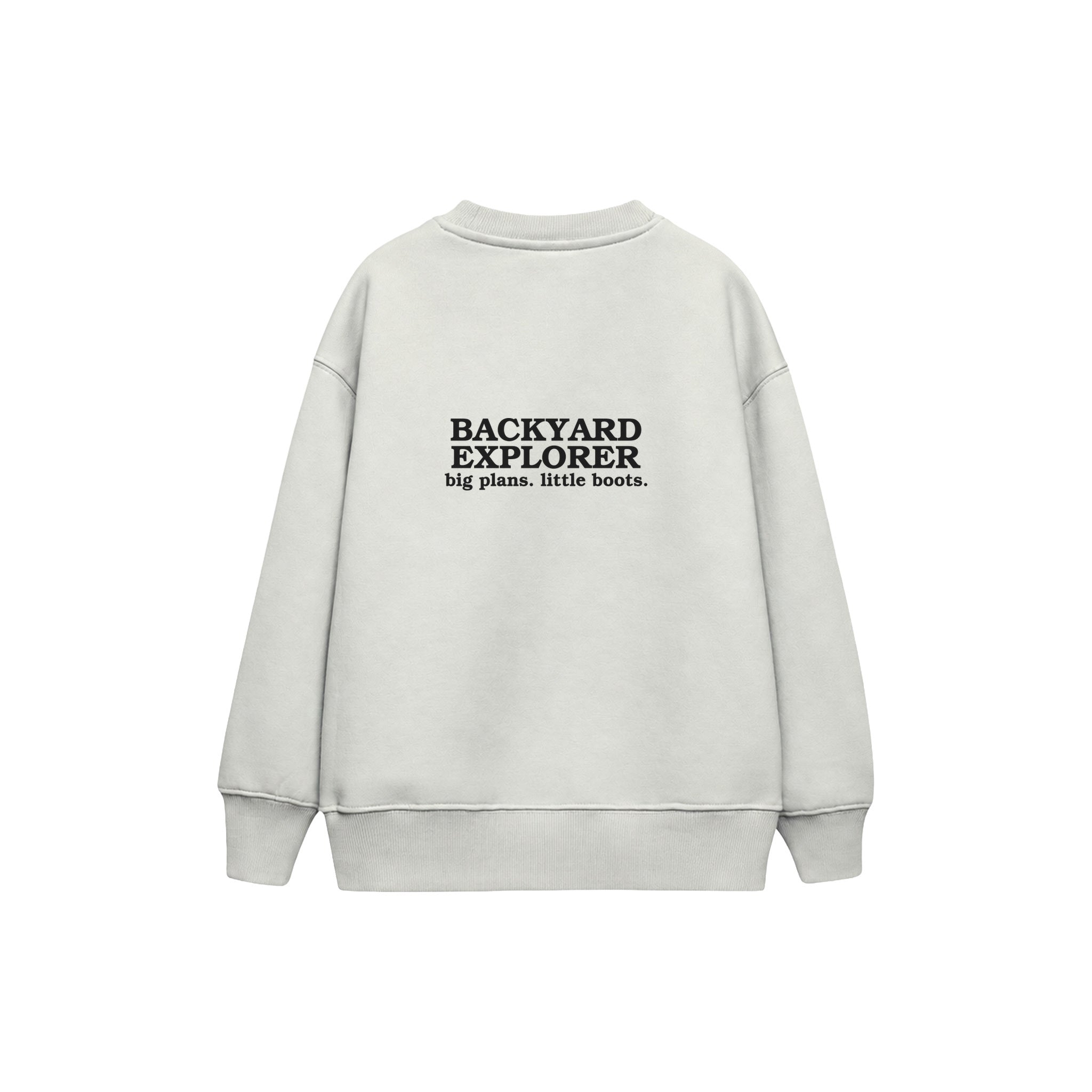 Backyard Explorer Çocuk Sweatshirt — Beyaz — arka görünüm