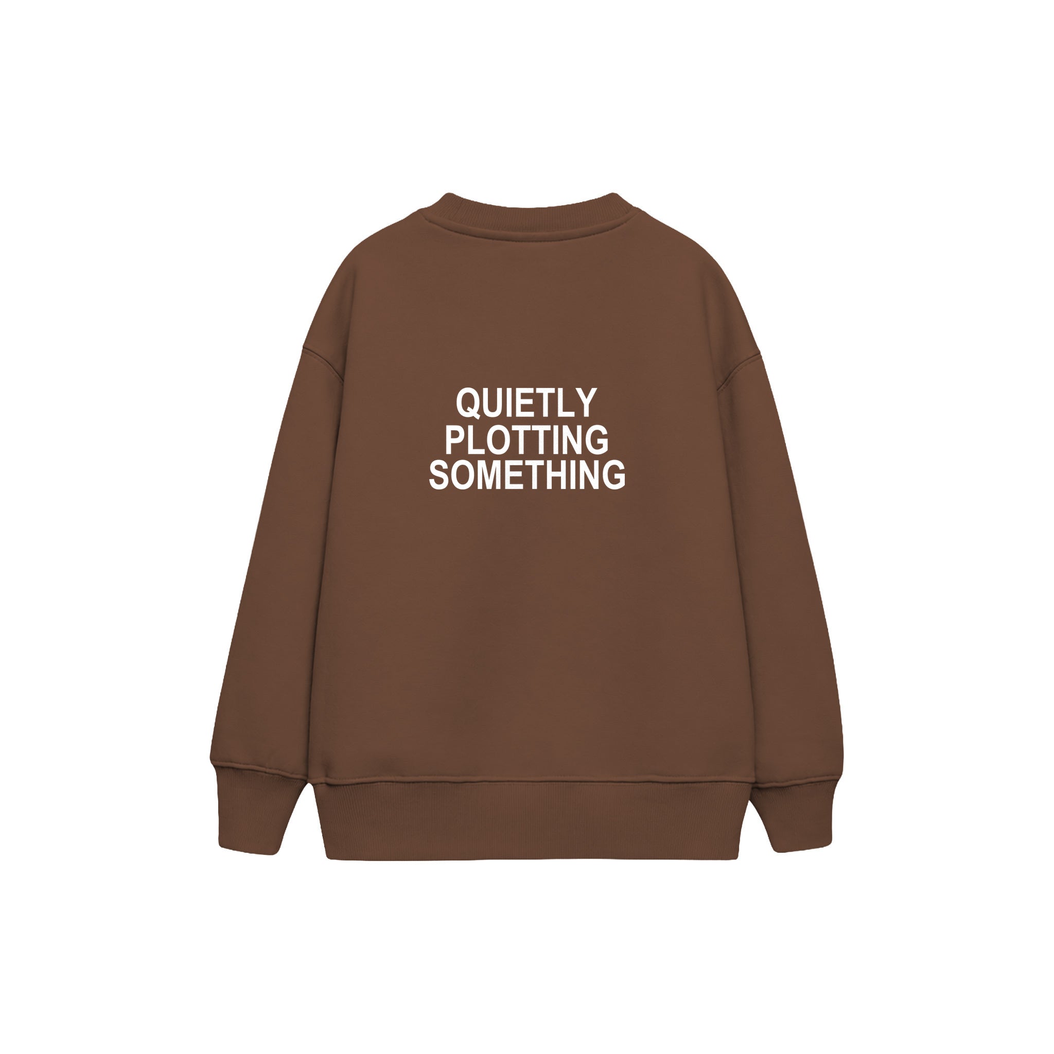 Plotting Something Çocuk Sweatshirt — Kahverengi — arka görünüm
