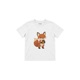 Fox holding an acorn Çocuk Tişört — Beyaz — ön görünüm