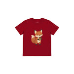 Fox holding an acorn Çocuk Tişört — Kırmızı — ön görünüm