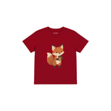 Fox holding an acorn Çocuk Tişört — Kırmızı — ön görünüm