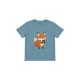 Fox holding an acorn Çocuk Tişört — Çelik Mavi — ön görünüm