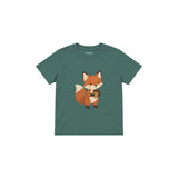 Fox holding an acorn Çocuk Tişört — Yeşil — ön görünüm
