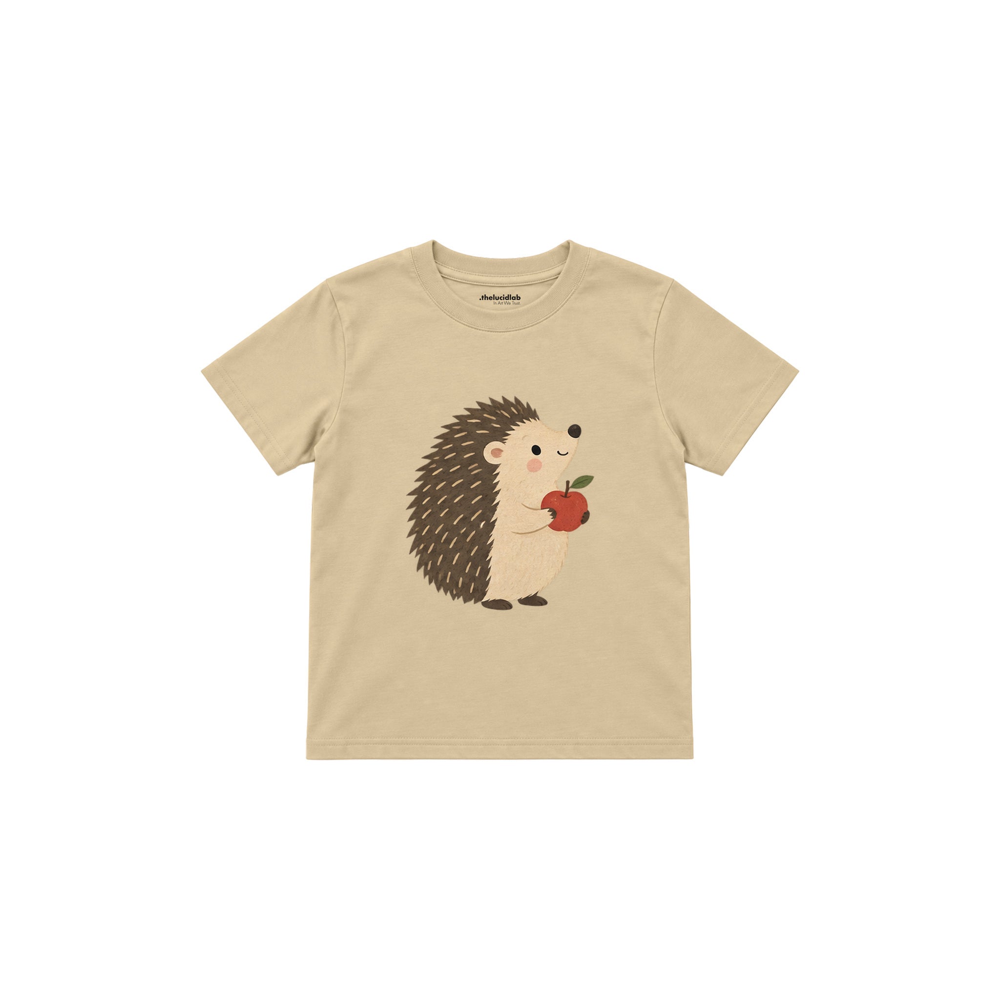 Hedgehog with a small apple Çocuk Tişört — Krem — ön görünüm