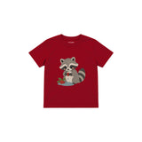 Raccoon washing a berry Çocuk Tişört — Kırmızı — ön görünüm
