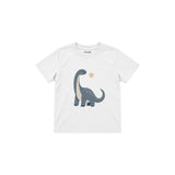Dusty blue sauropod with a small star Çocuk Tişört — Beyaz — ön görünüm