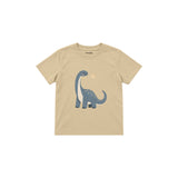 Dusty blue sauropod with a small star Çocuk Tişört — Krem — ön görünüm