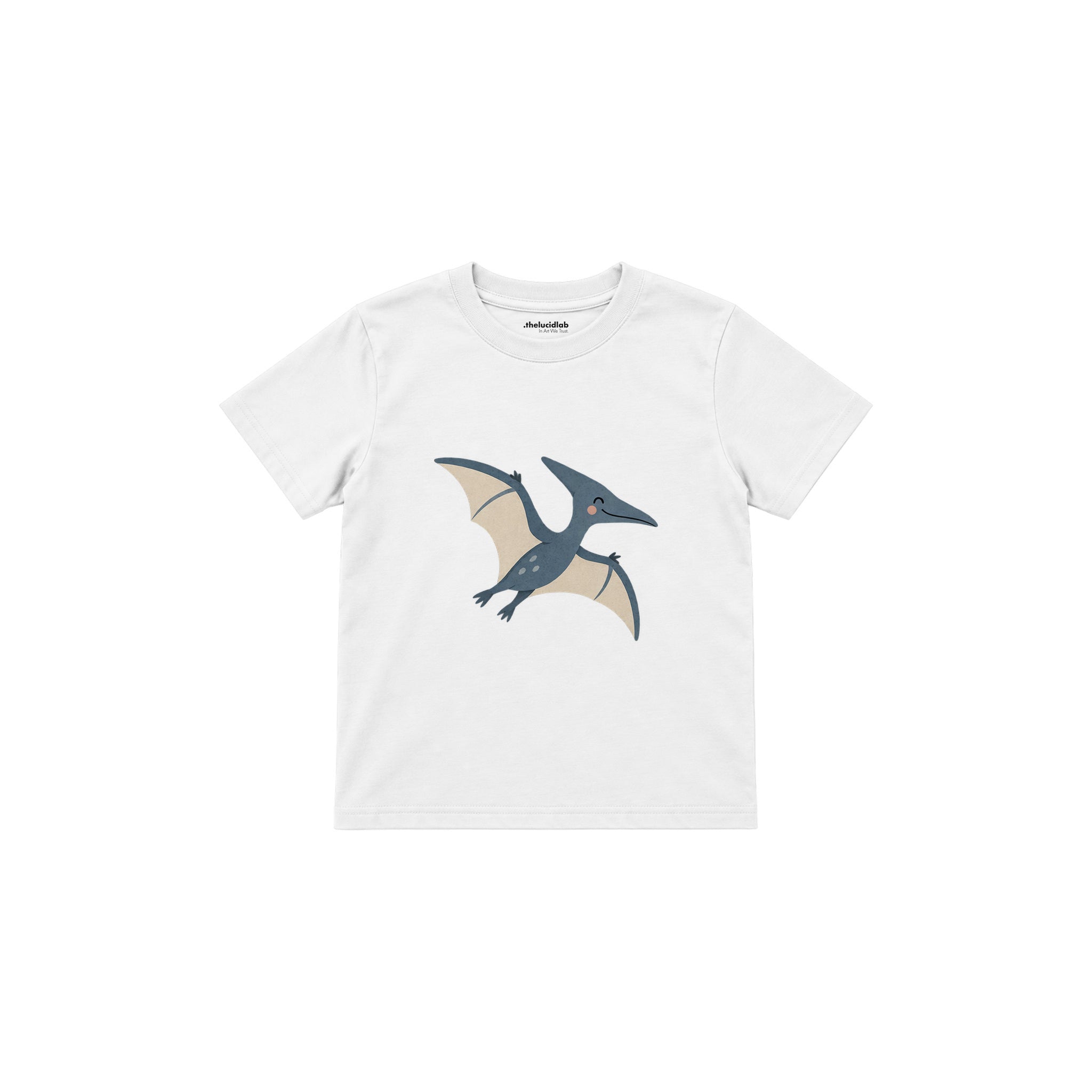 Blue pterodactyl gliding gently Çocuk Tişört — Beyaz — ön görünüm