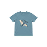 Blue pterodactyl gliding gently Çocuk Tişört — Çelik Mavi — ön görünüm
