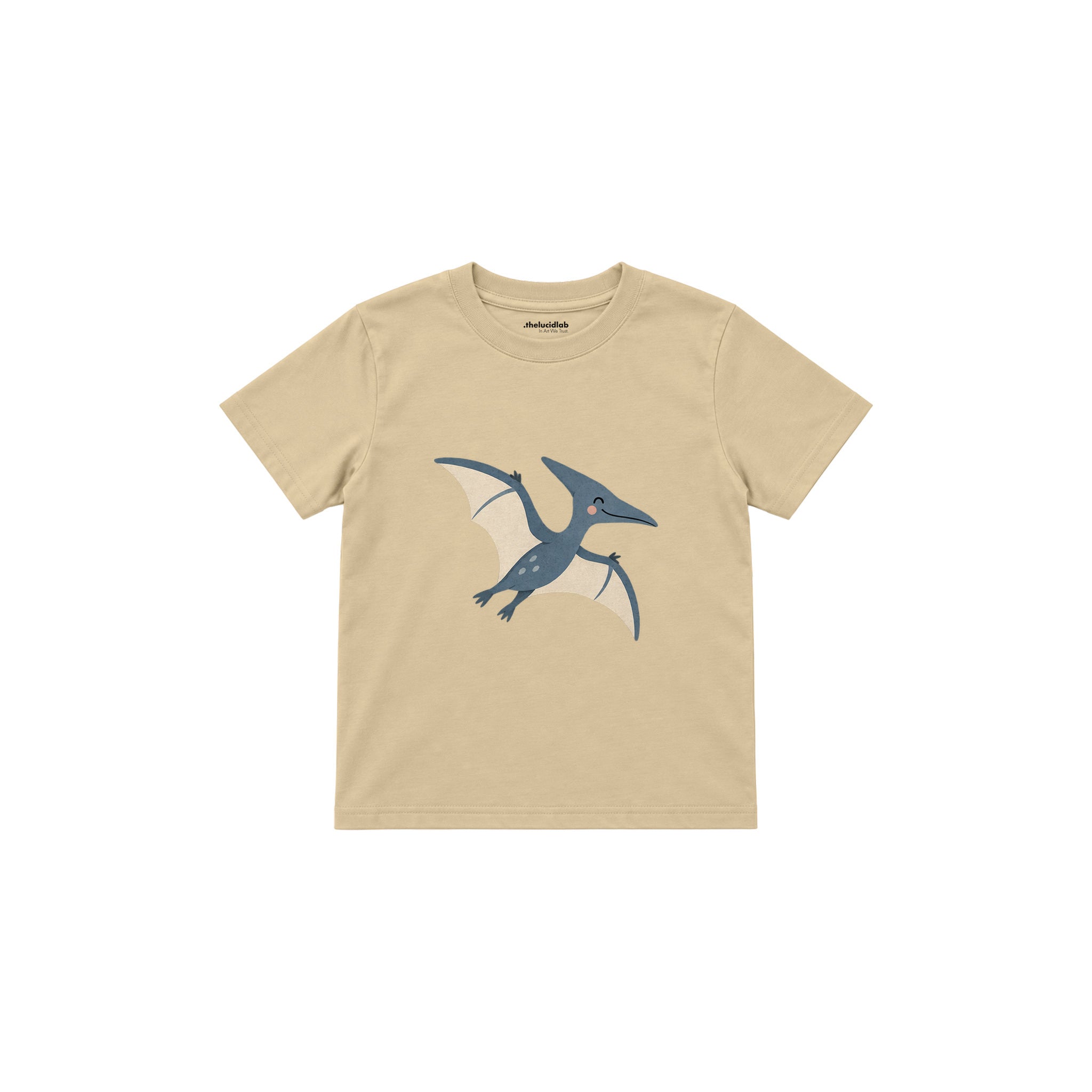 Blue pterodactyl gliding gently Çocuk Tişört — Krem — ön görünüm
