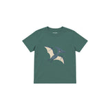 Blue pterodactyl gliding gently Çocuk Tişört — Yeşil — ön görünüm