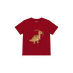 Small parasaurolophus with a berry Çocuk Tişört — Kırmızı — ön görünüm