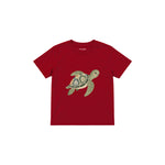 Sea turtle with a patterned shell Çocuk Tişört — Kırmızı — ön görünüm