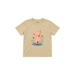 Piglet splashing in a tiny isolated puddle Çocuk Tişört — Krem — ön görünüm