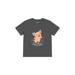 Piglet splashing in a tiny isolated puddle Çocuk Tişört — Antrasit — ön görünüm