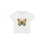 Butterfly with ochre and sage wings Çocuk Tişört — Beyaz — ön görünüm
