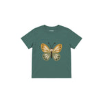 Butterfly with ochre and sage wings Çocuk Tişört — Yeşil — ön görünüm