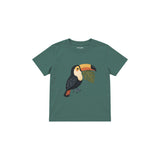 Toucan with a green leaf Çocuk Tişört — Yeşil — ön görünüm