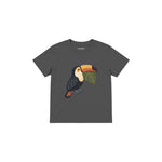 Toucan with a green leaf Çocuk Tişört — Antrasit — ön görünüm