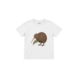 Kiwi bird with a small fern Çocuk Tişört — Beyaz — ön görünüm