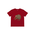 Kiwi bird with a small fern Çocuk Tişört — Kırmızı — ön görünüm